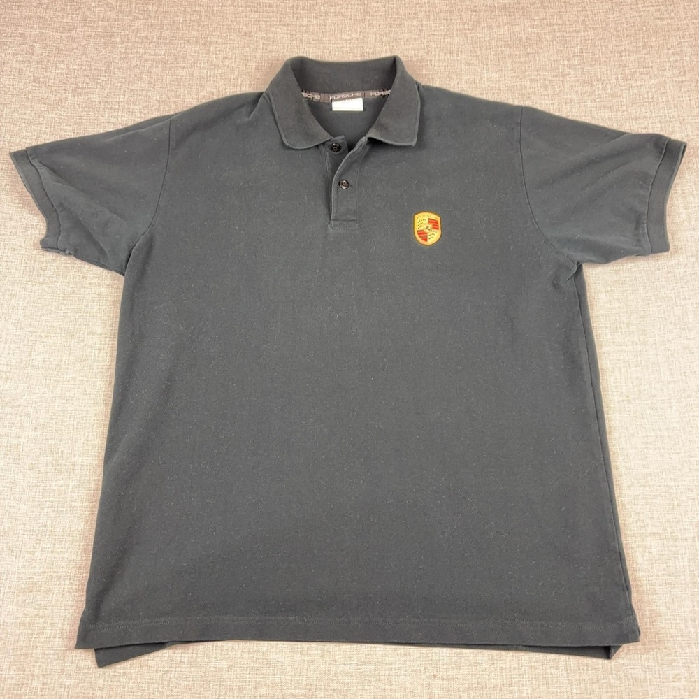 Porsche Design Polo Shirt Mens XL Black Drivers Selection Racing Short Sleeve